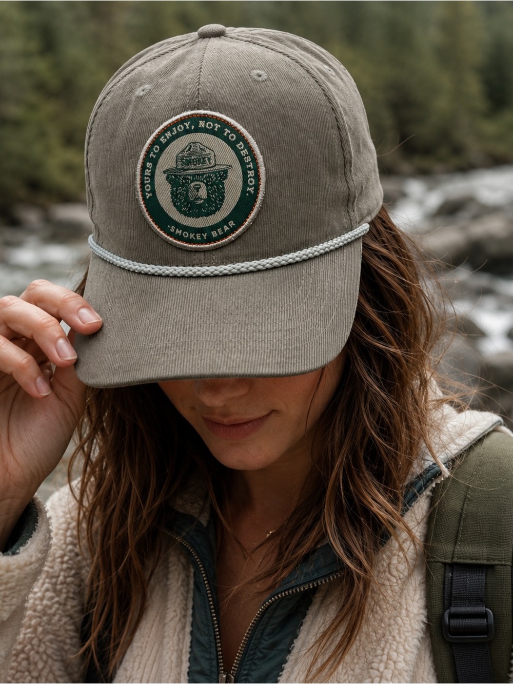 NWT Smokey Bear Patch Corduroy “Yours To Enjoy” National Parks Rope Hat